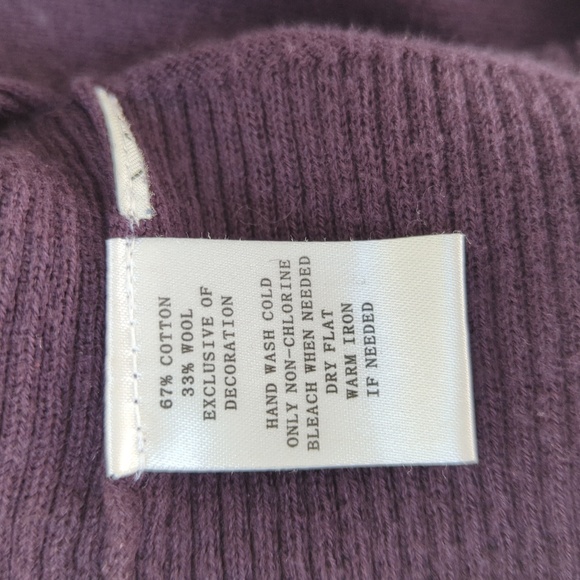 ANN TAYLOR LOFT | Ruffle V-Neck Soft Knit Purple Deep Eggplant Dress - Picture 8 of 8